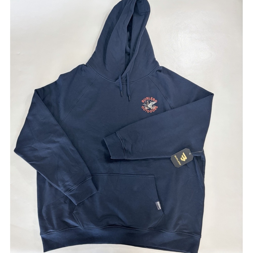 Burlebo Outdoors Hoodie 2XL NWT Navy Duck Graphic Pullover Sweatshirt Mens